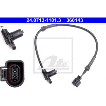 Capteur, vitesse de roue ATE OEM 7M0927807C