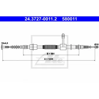 Tirette à câble, frein de stationnement ATE 24.3727-0011.2
