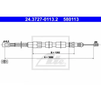 Tirette à câble, frein de stationnement ATE 24.3727-0113.2