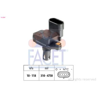 Capteur, pression du tuyau d'admission FACET 10.3087 pour VOLVO S90 1.6 - 111cv