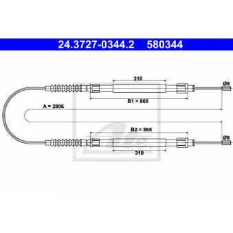 Tirette à câble, frein de stationnement ATE OEM 4745V2