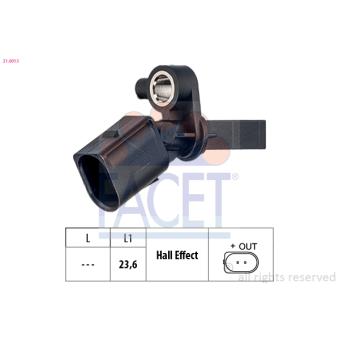 Capteur, vitesse de roue FACET OEM 6Q0927808B