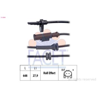 Capteur, vitesse de roue FACET OEM 55703974
