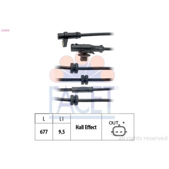 Capteur, vitesse de roue FACET OEM 2095000