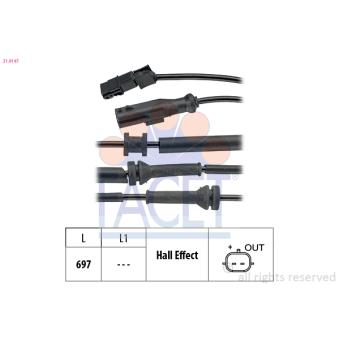 Capteur, vitesse de roue FACET OEM 8200539280
