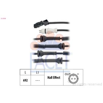 Capteur, vitesse de roue FACET OEM 91169034