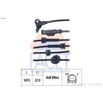 Capteur, vitesse de roue FACET OEM 51792165