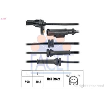 Capteur, vitesse de roue FACET OEM 34526869320
