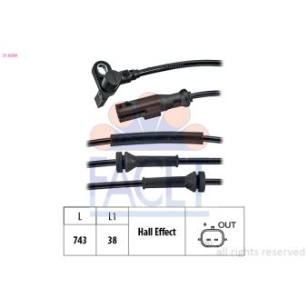 Capteur, vitesse de roue FACET 21.0200