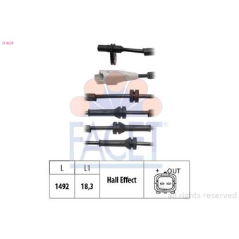 Capteur, vitesse de roue FACET OEM 1499938080