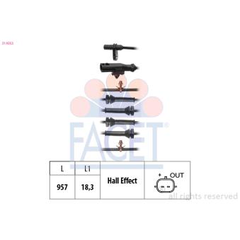 Capteur, vitesse de roue FACET 21.0252