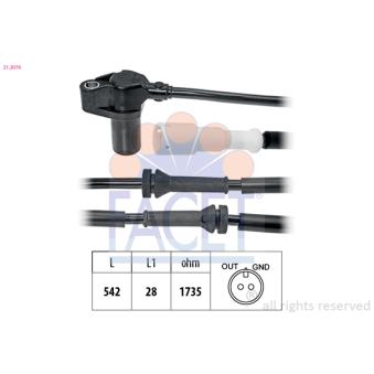Capteur, vitesse de roue FACET OEM 7700411747