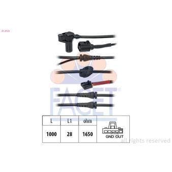 Capteur, vitesse de roue FACET OEM 8E0927803A