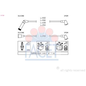 Kit de câbles d'allumage FACET OEM 2750102A00 Kit de câbles d'allumage FACET OEM 2750102A00
