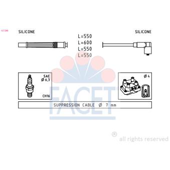 Kit de câbles d'allumage FACET OEM 8200713680 Kit de câbles d'allumage FACET OEM 8200713680