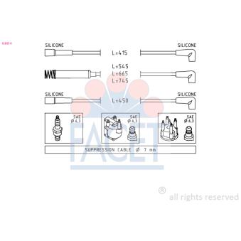 Kit de câbles d'allumage FACET OEM 134202 Kit de câbles d'allumage FACET OEM 134202