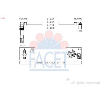 Kit de câbles d'allumage FACET OEM 036905430K Kit de câbles d'allumage FACET OEM 036905430K
