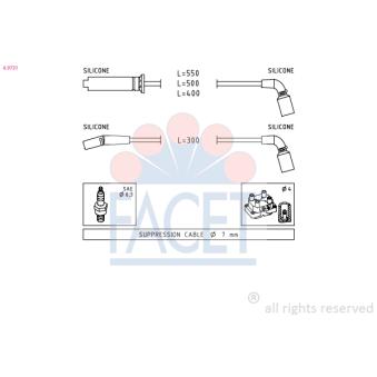 Kit de câbles d'allumage FACET OEM 96305387 Kit de câbles d'allumage FACET OEM 96305387