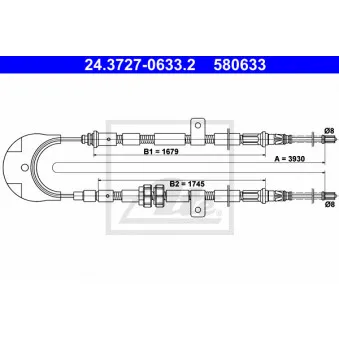 ATE 24.3727-0633.2 - Tirette à câble, frein de stationnement