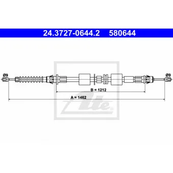 Tirette à câble, frein de stationnement ATE 24.3727-0644.2 pour FORD MONDEO 2.0 i 16V 4x4 - 132cv