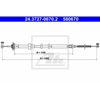 Tirette à câble, frein de stationnement ATE OEM 9S512A603BA