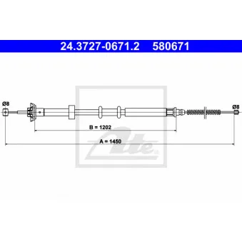 Tirette à câble, frein de stationnement ATE OEM 9S512A603AA