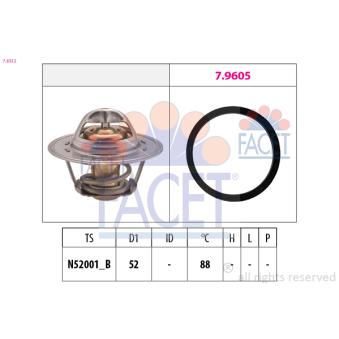 Thermostat d'eau FACET 7.8312 pour OPEL CORSA 1.6 - 111cv