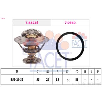 Thermostat d'eau FACET 7.8323 pour OPEL ASCONA 1.9 TD - 92cv