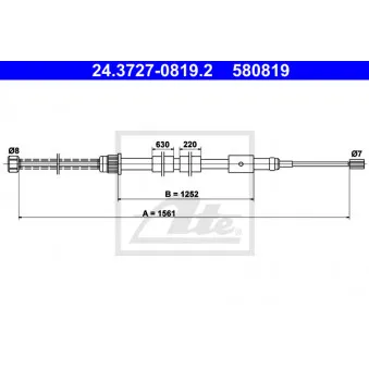 Tirette à câble, frein de stationnement ATE OEM 474598