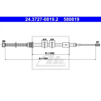 ATE 24.3727-0819.2 - Tirette à câble, frein de stationnement