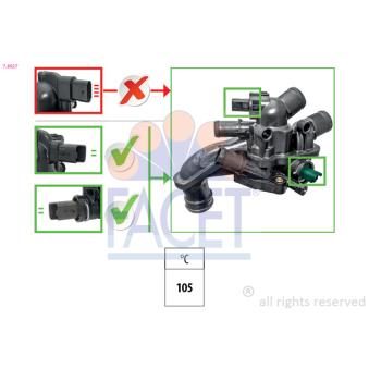 Thermostat, liquide de refroidissement FACET 7.8927 pour KIA ROADSTER 1.6 Cooper S - 174cv