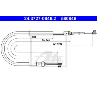 Cable de frein à main OE 9802570580