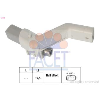 Capteur d'angle, vilebrequin FACET 9.0708 pour AUDI A3 1.0 TSI - 110cv