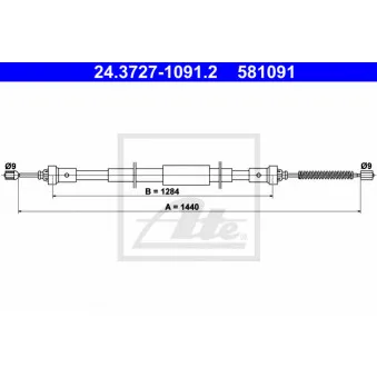 Tirette à câble, frein de stationnement ATE 24.3727-1091.2