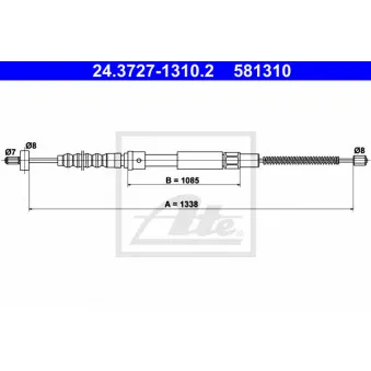 ATE 24.3727-1310.2 - Tirette à câble, frein de stationnement