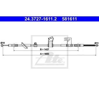 ATE 24.3727-1611.2 - Tirette à câble, frein de stationnement