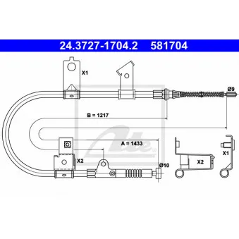 Tirette à câble, frein de stationnement ATE OEM 365304f100