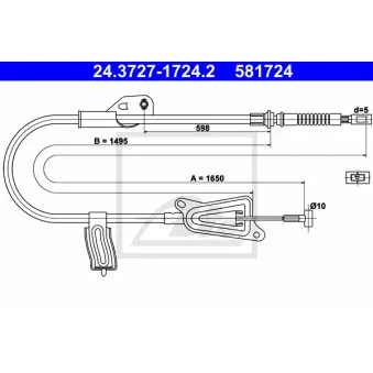 Tirette à câble, frein de stationnement ATE OEM 36531BM700