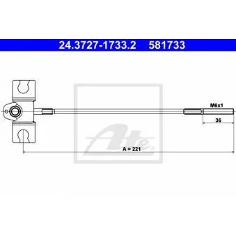 ATE 24.3727-1733.2 - Tirette à câble, frein de stationnement