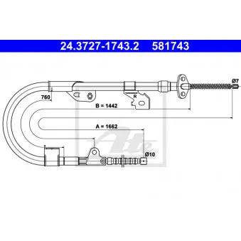 Tirette à câble, frein de stationnement ATE OEM 365301N900