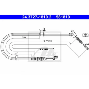 Tirette à câble, frein de stationnement ATE 24.3727-1810.2