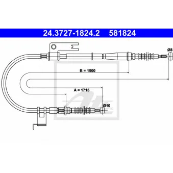 Tirette à câble, frein de stationnement ATE OEM GE7C44410C