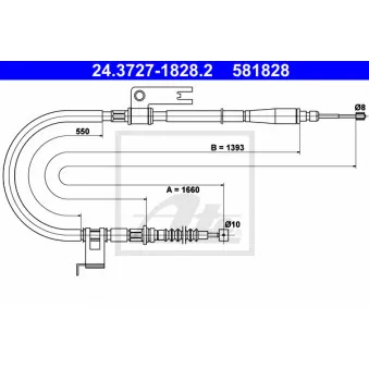 Tirette à câble, frein de stationnement ATE OEM B25D44410C