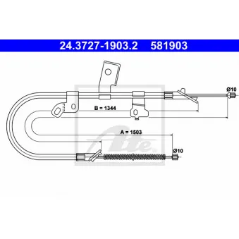 Tirette à câble, frein de stationnement ATE OEM 4642052010