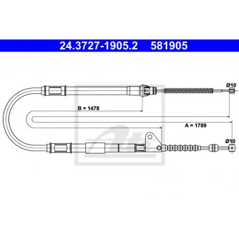 Tirette à câble, frein de stationnement ATE OEM 4642005020