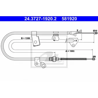 Tirette à câble, frein de stationnement ATE OEM 464200D010