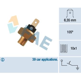 Contact thermique, voyant avertisseur de l'agent réfrigérant FAE 35820 pour VOLKSWAGEN TRANSPORTER - COMBI 1.6 D - 50cv