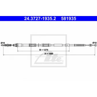 Tirette à câble, frein de stationnement ATE 24.3727-1935.2