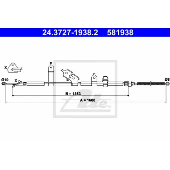 Tirette à câble, frein de stationnement ATE OEM 464200D050