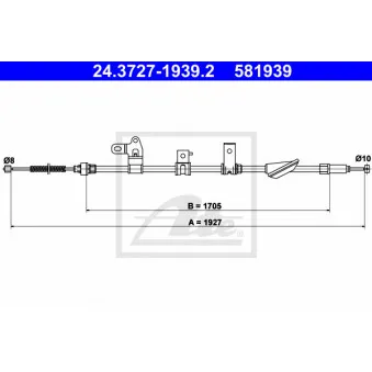 Tirette à câble, frein de stationnement ATE 24.3727-1939.2